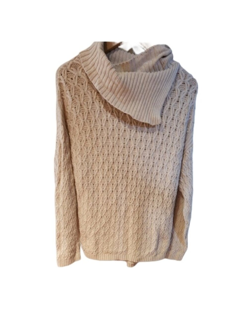 Jeanne Pierre 100%‎ Cotton Cable Knit XL Cowl Neck Sweater